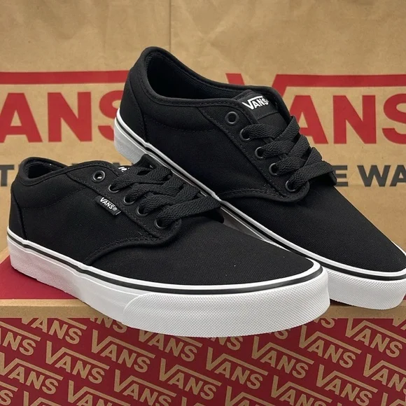 Vans Men’s Canvas Sneakers Classic Low-Top Design Atwood (Canvas) Black/White